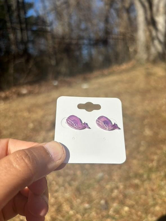 purple whale, BTS themed stud earrings