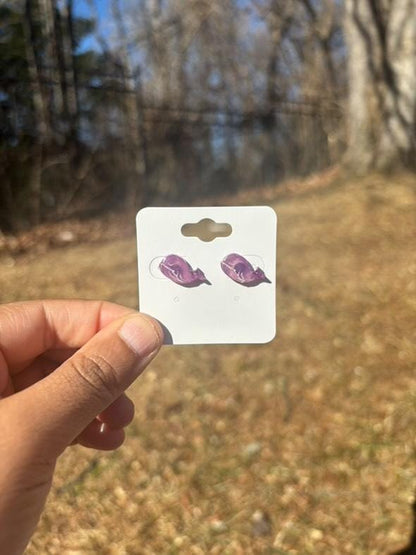 purple whale, BTS themed stud earrings