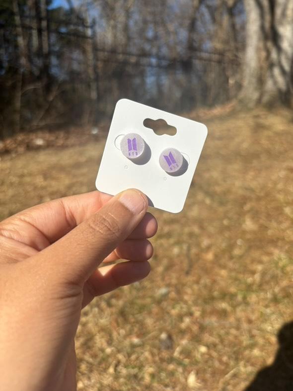 purple whale, BTS themed stud earrings